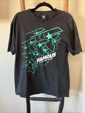 Famous Stars & Straps Black Tee with Teal Graphic